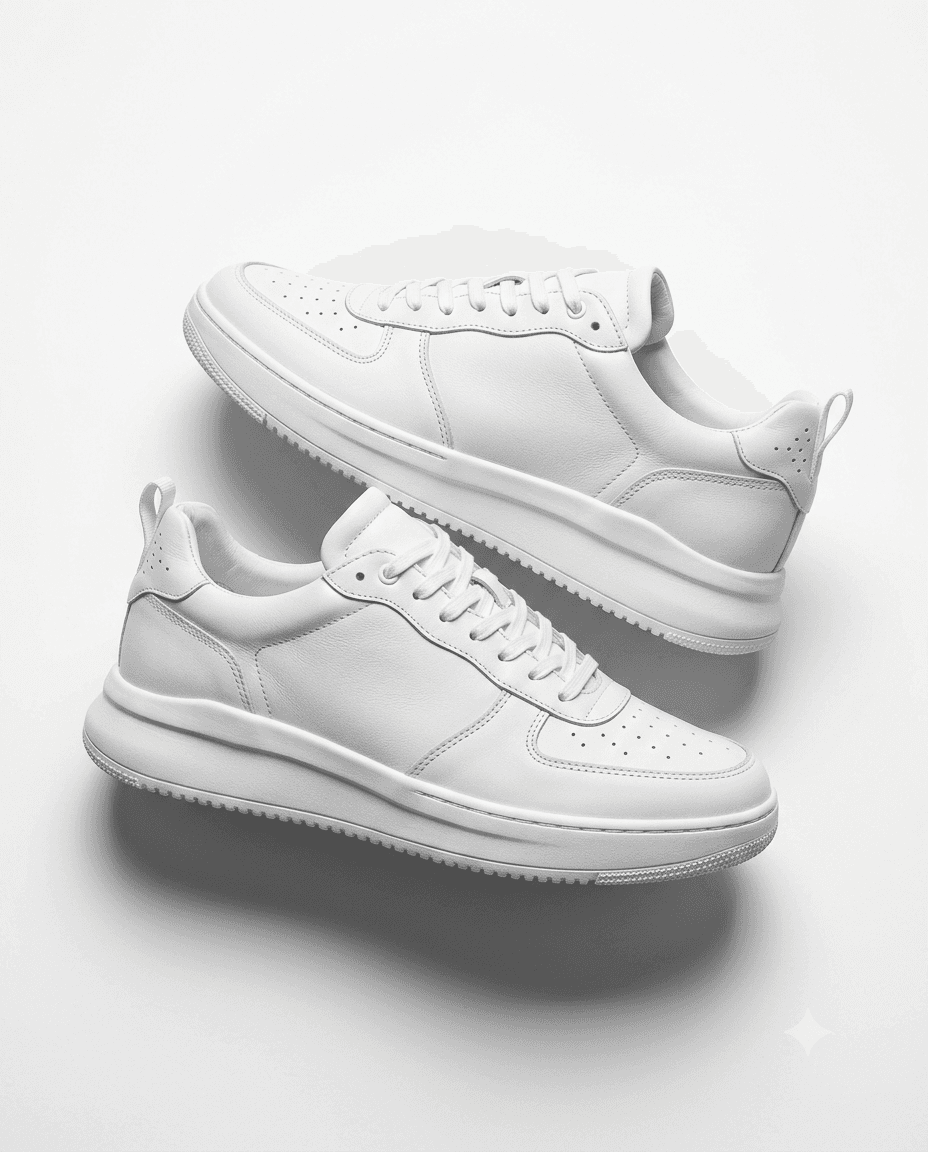 White Leather Platform Sneakers