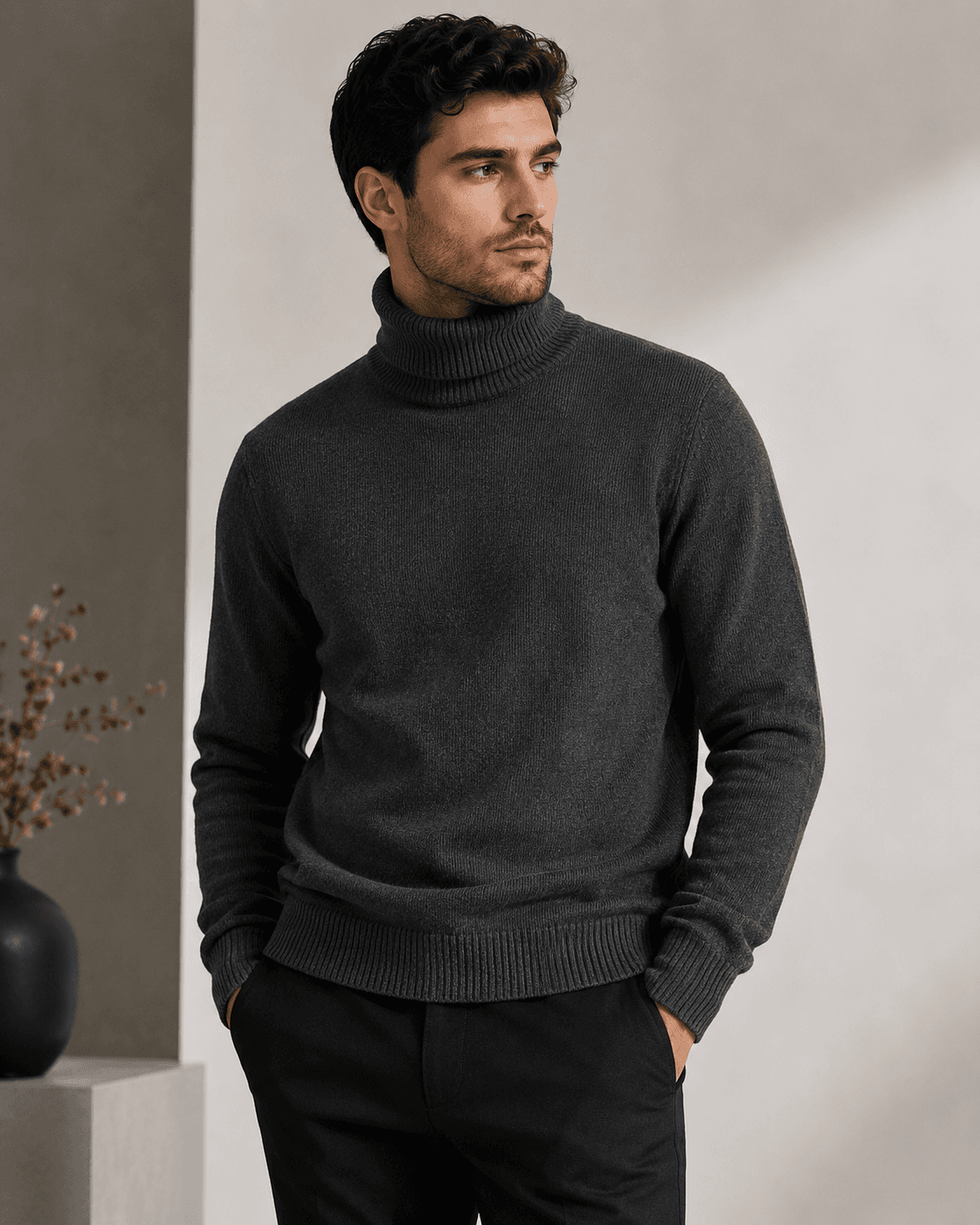 Charcoal Turtleneck Sweater