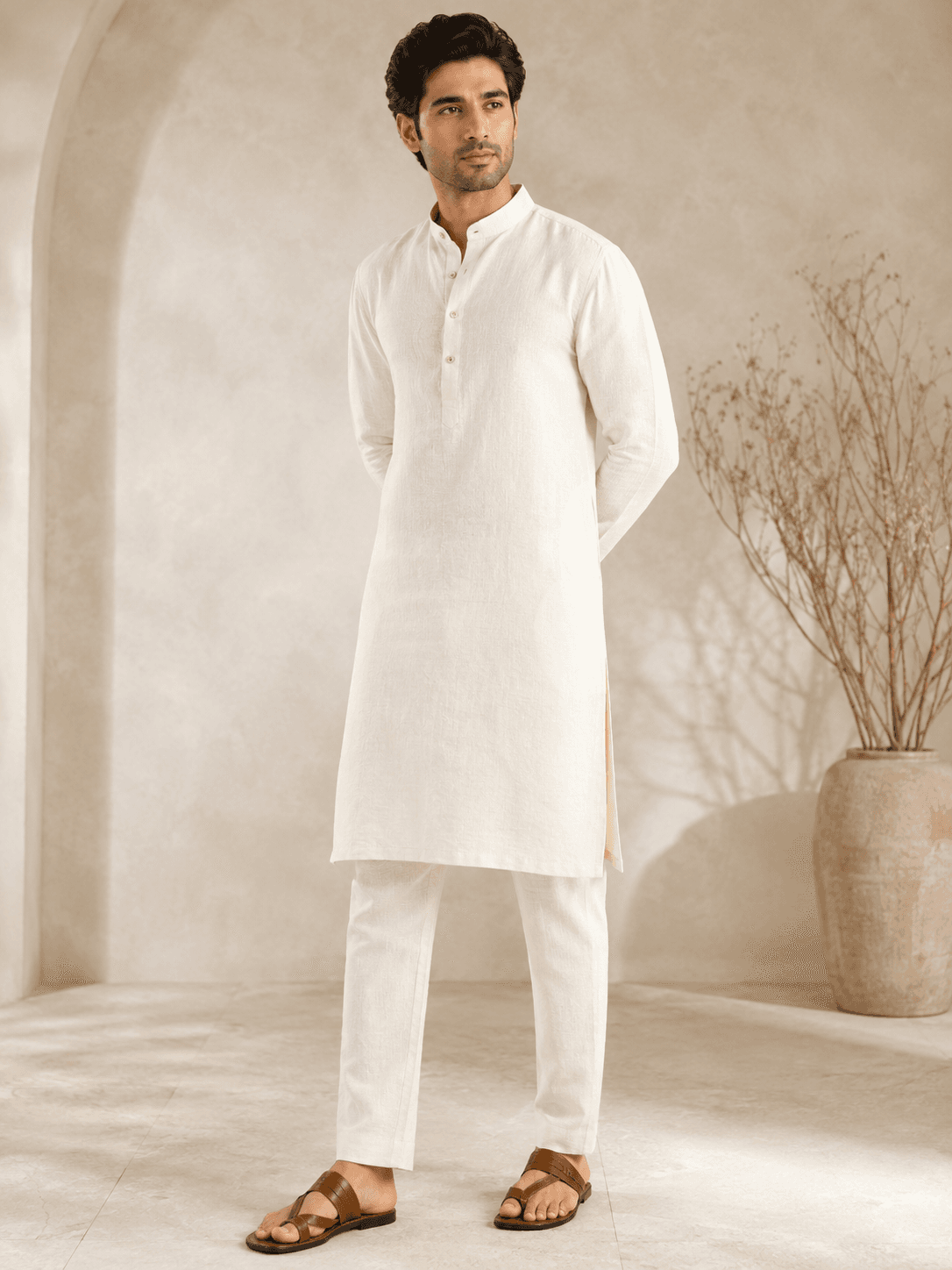 Ivory Linen Kurta Pajama