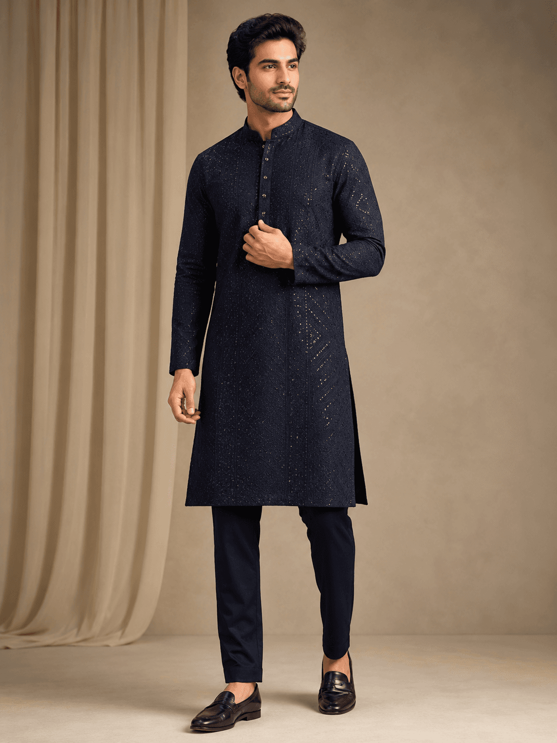 Navy Festive Kurta Pajama