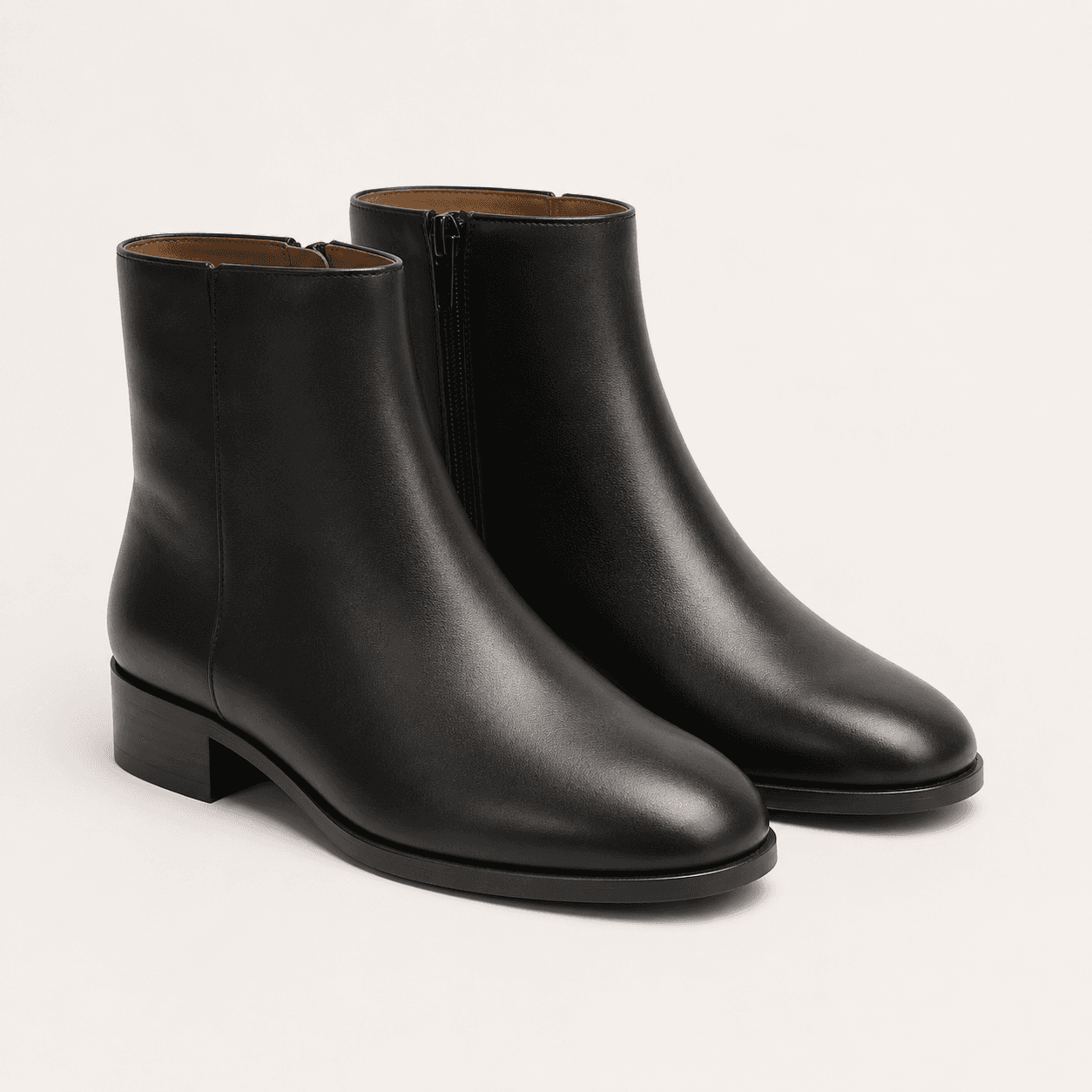 Black Leather Ankle Boots