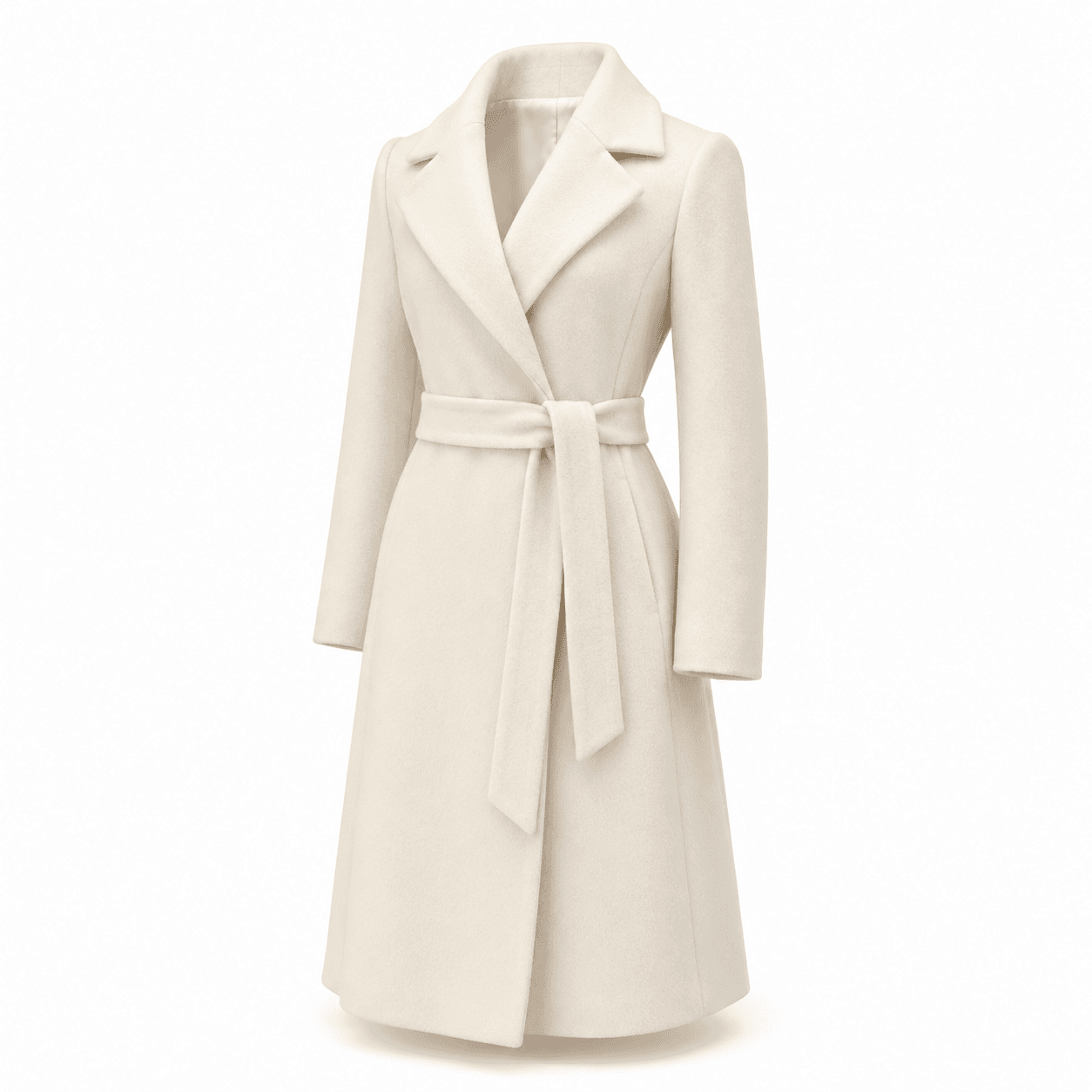 Ivory Belted Winter Coat