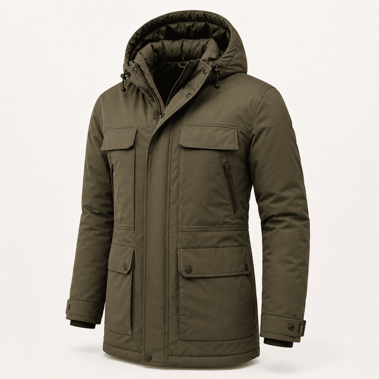 Olive Hooded Parka Jacket