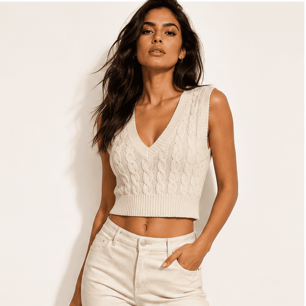 Cream Cable Knit Vest