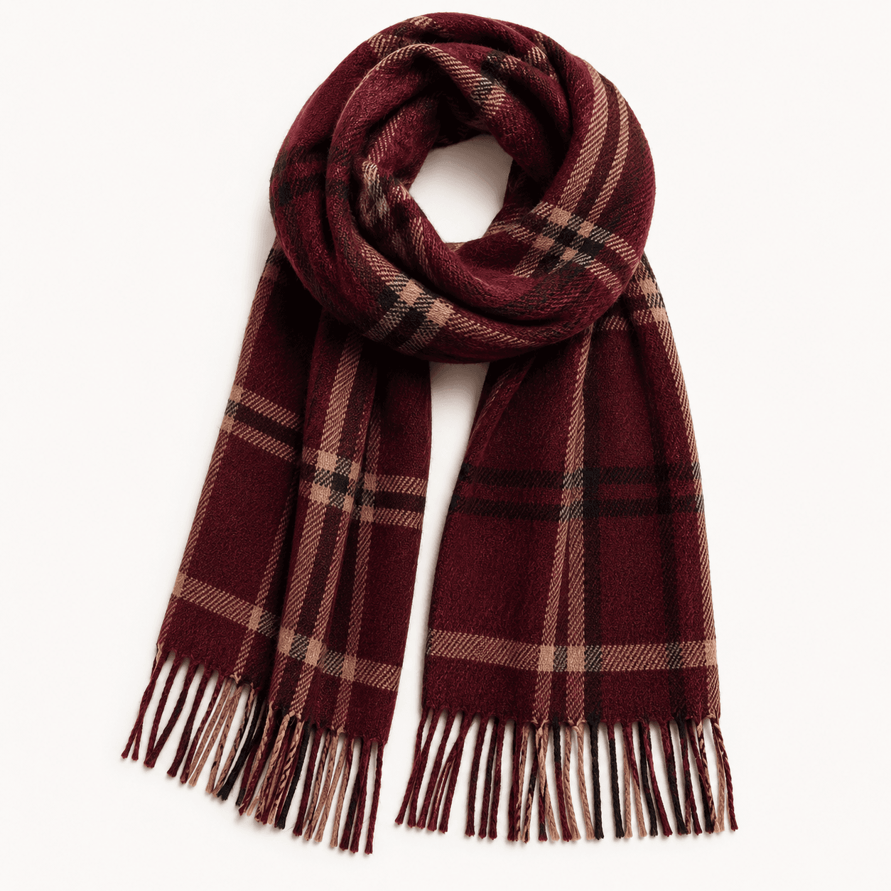 Burgundy Plaid Scarf