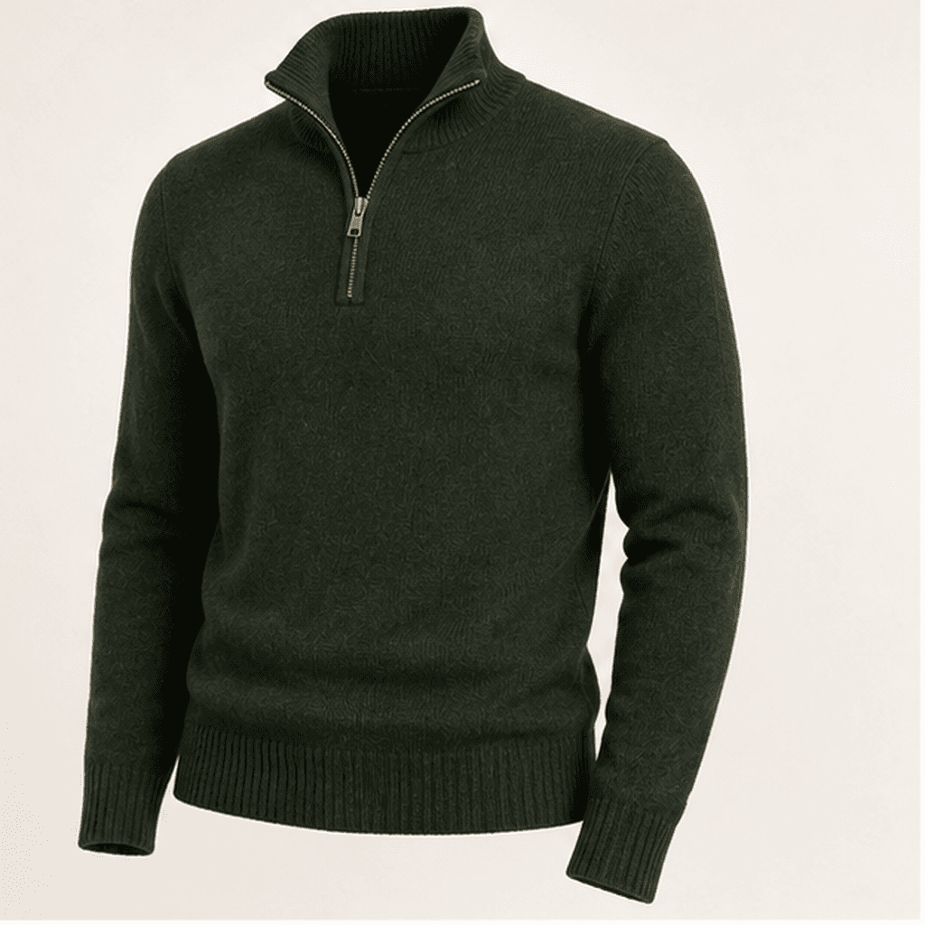 Forest Green Half-Zip Sweater