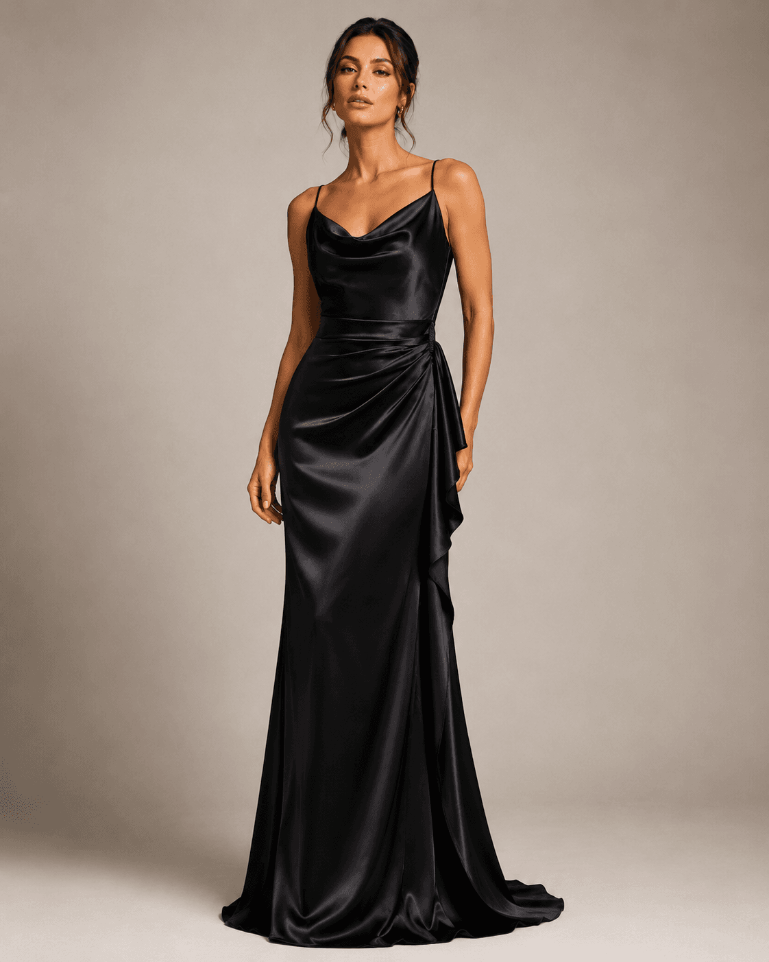 Black Satin Evening Dress