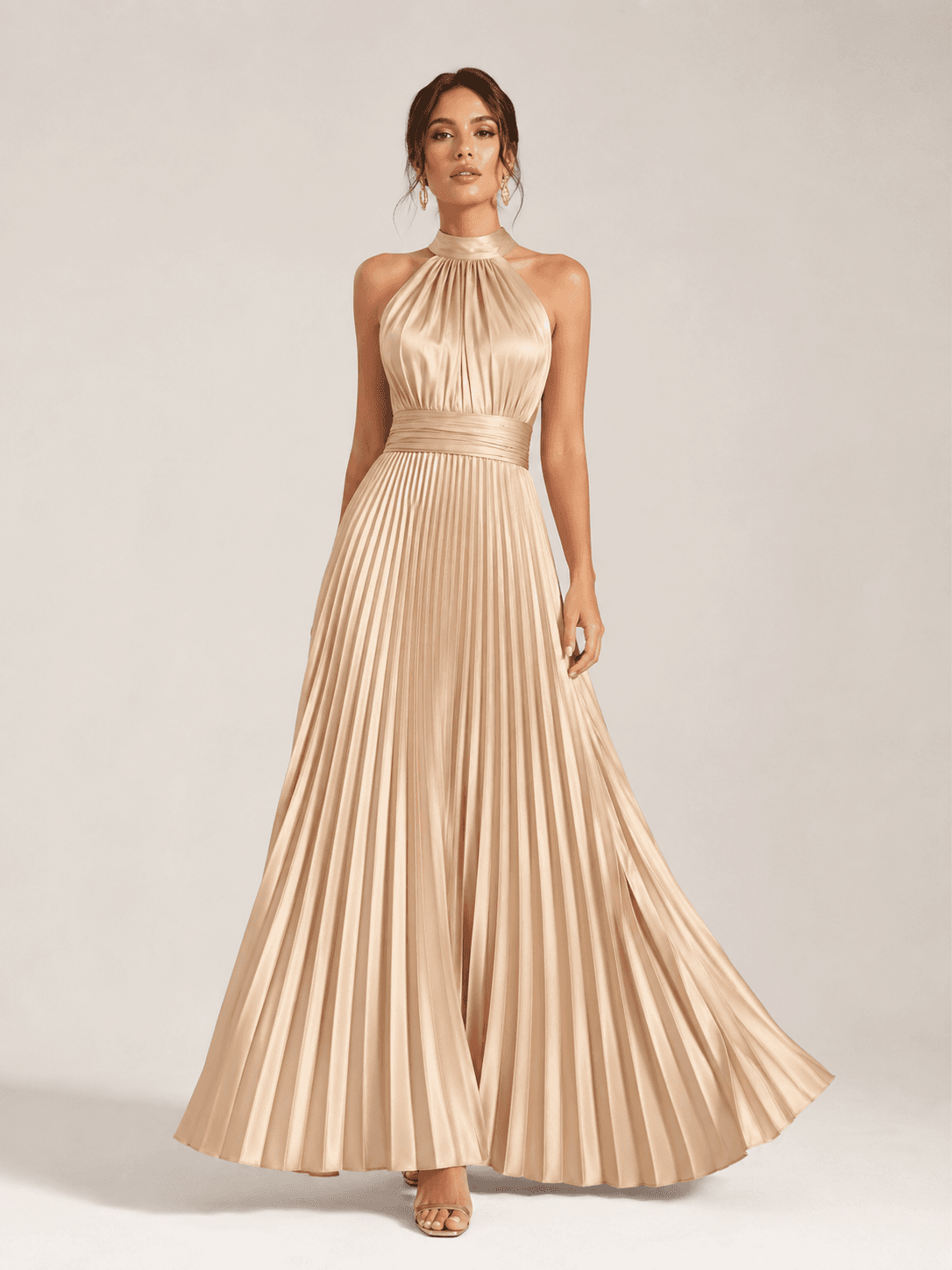 Champagne Pleated Dress
